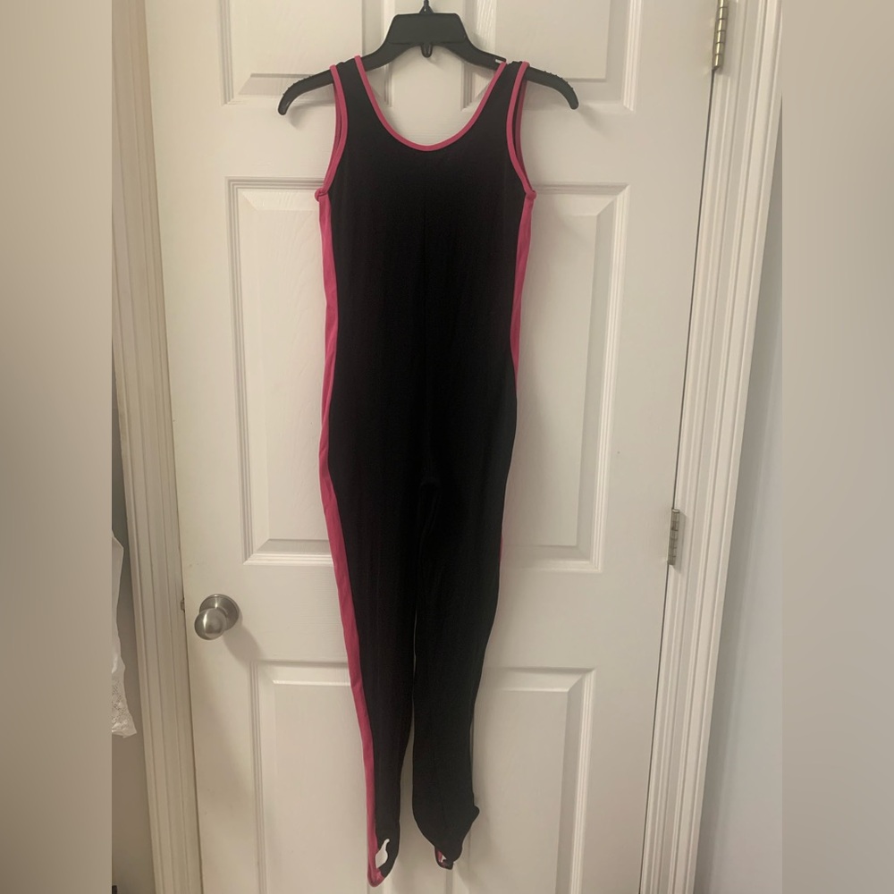 80’s Black and Pink Full-Length Sleeveless Bodysuit